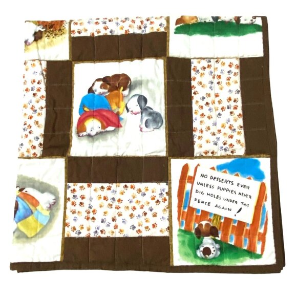 Handmade Poky Little Puppy Baby Toddler Quilt Throw Blanket 38" x 37" Kids Theme - Picture 3 of 6